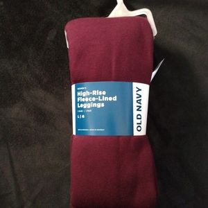 Old Navy High Rise Fleece Lined Leggings, Burgundy, Sz LG
